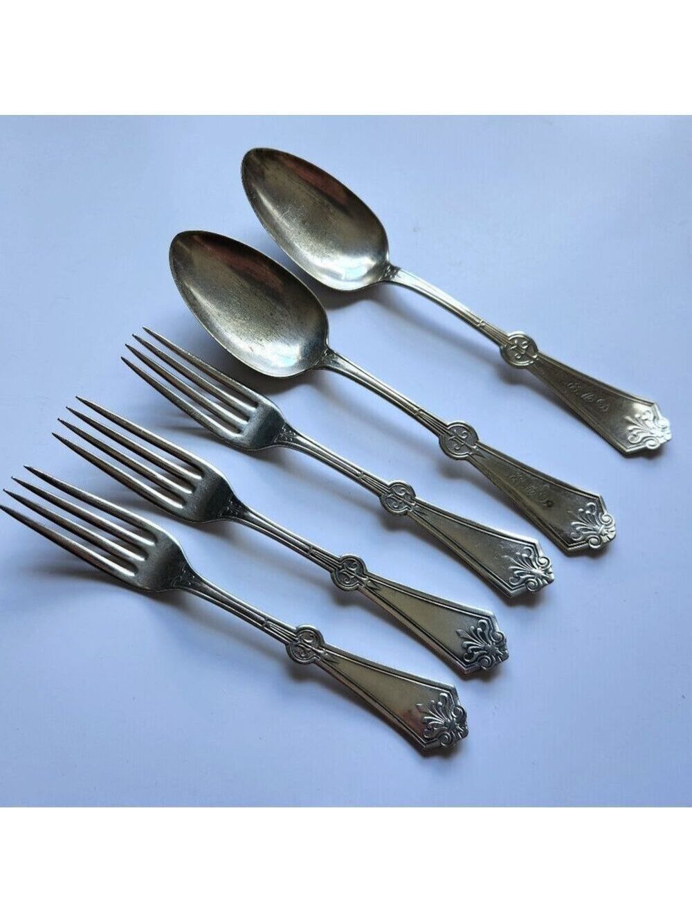 Antique 1847 Rogers Bros Silverplate Persian Dinner Forks Tablespoons Set